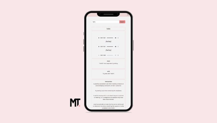 Dictionary app screenshot